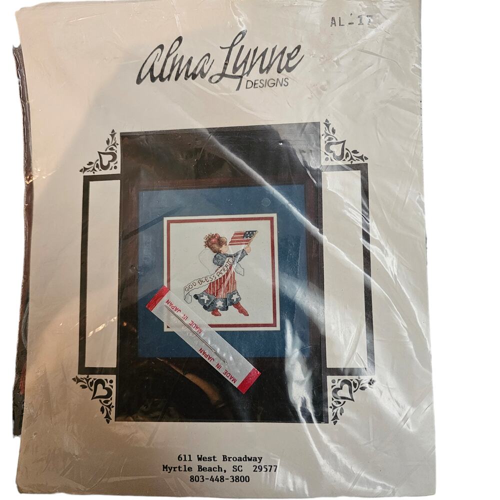 Alma Lynne Designs God Bless America Crosstitch Kit Vintage 9" X 7"